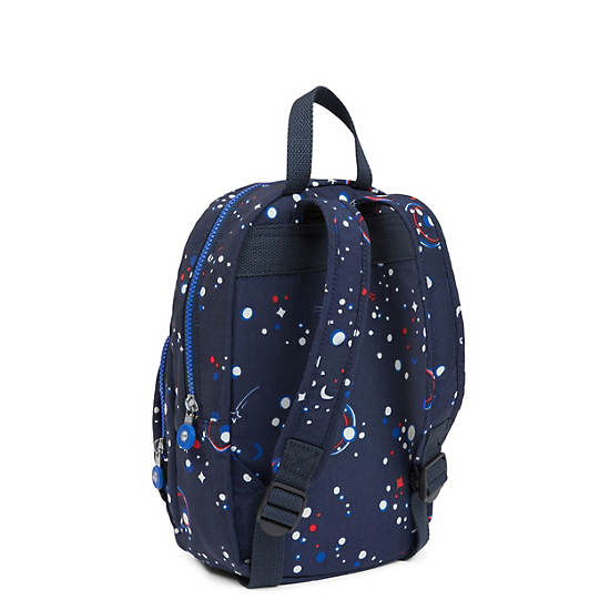 Jacque Printed Kids Backpack, Moon Blue Metallic, large