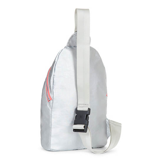 Bente Metallic Backpack, Platinum Metallic, large