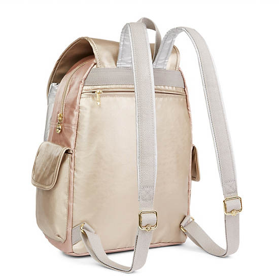 City Pack Metallic Backpack, Buttery Sun, large