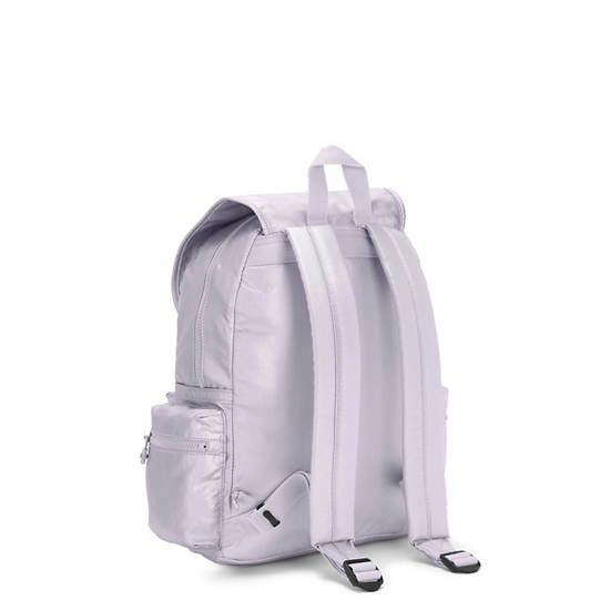 Ezra Metallic Backpack, Frosted Lilac Metallic, large