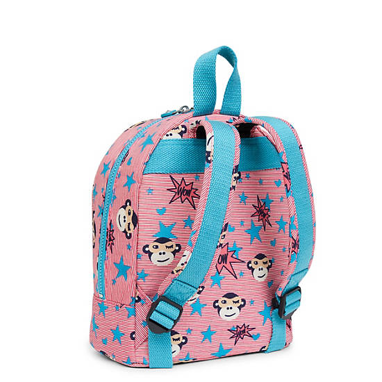 Sienna Small Printed Kids Backpack, Red Coral Beige, large