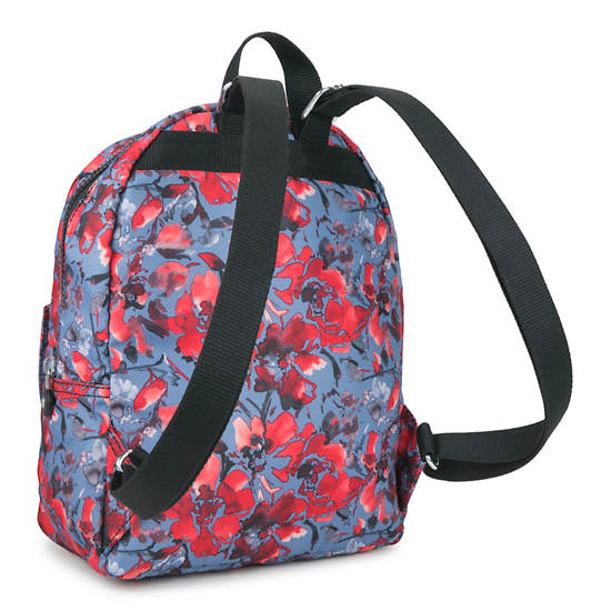 Carrie Printed Backpack, Aqua Blossom, large