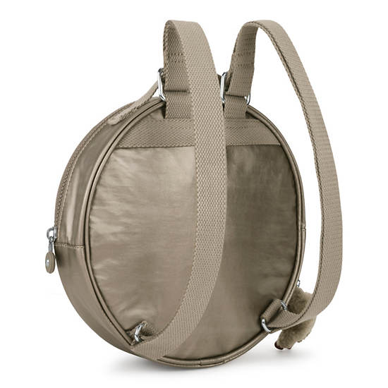 Rani Metallic Round Backpack, Artisanal K Embossed, large