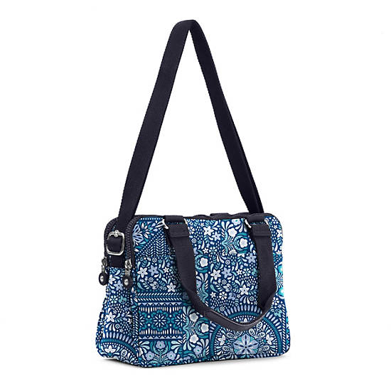 Brent Printed Double Compartment Handbag, Eager Blue, large
