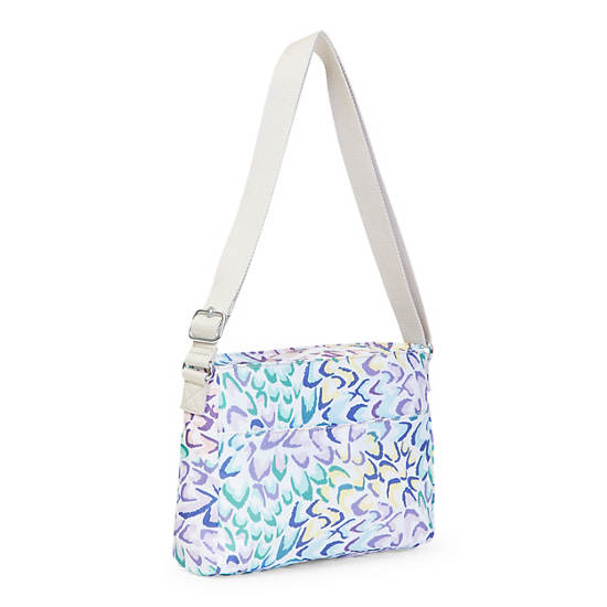 Angie Printed Handbag, Glossy Lilac, large