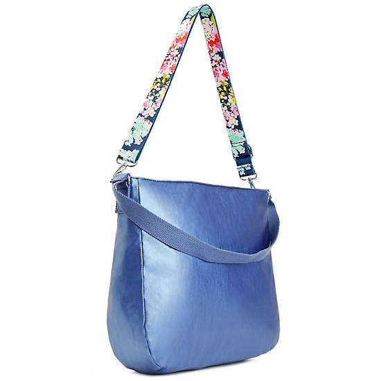 Carley Metallic Handbag, Blue Bleu 2, large