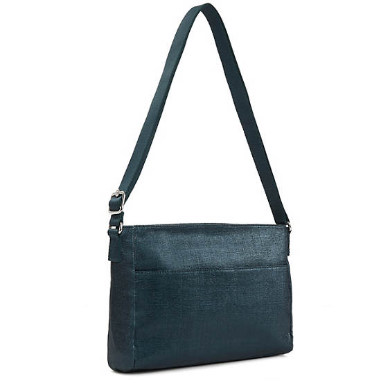 Angie Metallic Handbag, Deep Sky Blue C, large
