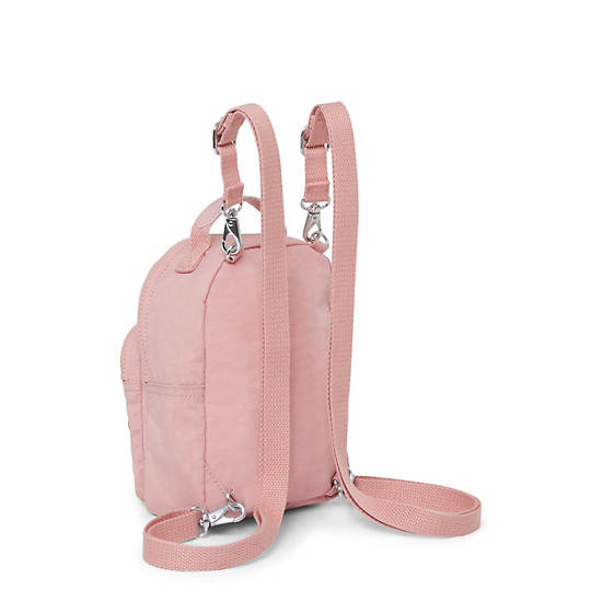 Alber 3-in-1 Convertible Mini Bag Backpack, Strawberry Pink Tonal Zipper, large