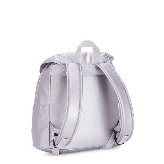 Fiona Medium Metallic Backpack, Frosted Lilac Metallic, large