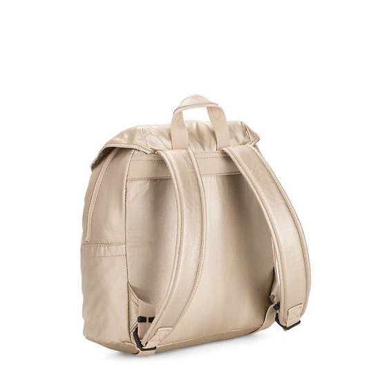 Fiona Medium Metallic Backpack, Starry Gold Metallic, large