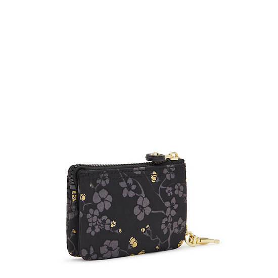 Creativity Mini Pouch Keychain, Grey Gold Floral, large