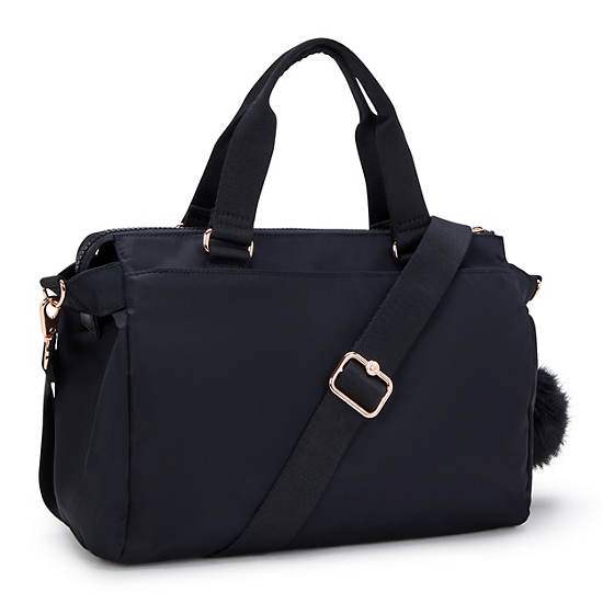 Marianna Handbag, Jet Black Satin WK, large