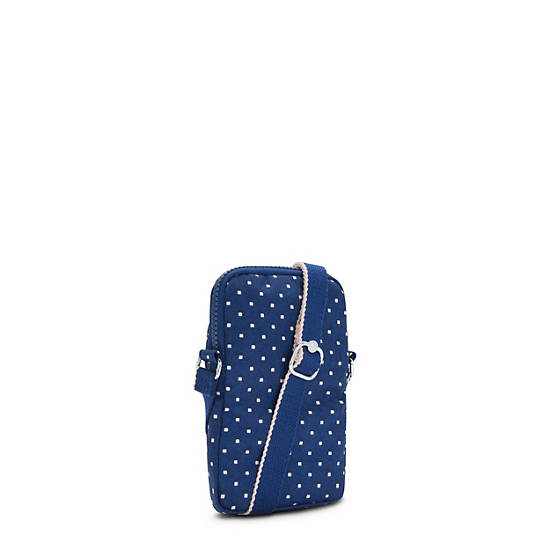 Tally Printed Crossbody Phone Bag, Soft Dot Blue, large