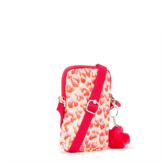 Tally Printed Crossbody Phone Bag, Pink Cheetah, large