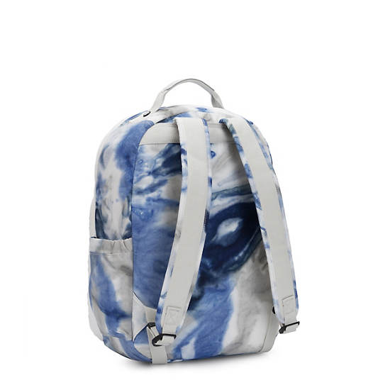 Seoul Large Metallic 15" Laptop Backpack, Tie Dye Blue Lacquer, large