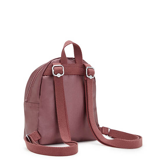 Winnifred Metallic Mini Backpack, Dark Maroon Metallic, large