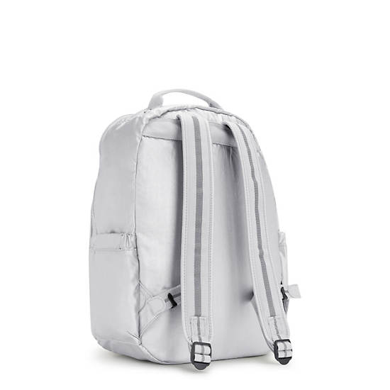 Seoul Large Metallic 15" Laptop Backpack, Bright Silver, large