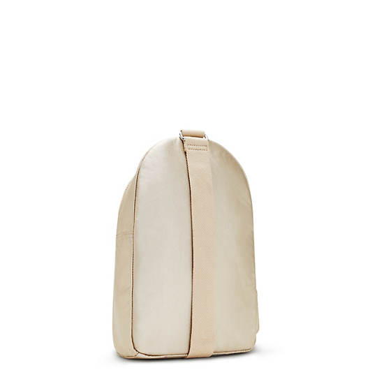 Klynn Metallic Sling Backpack, Starry Gold Metallic, large Klynn Metallic Sling Backpack, Starry Gold Metallic, large