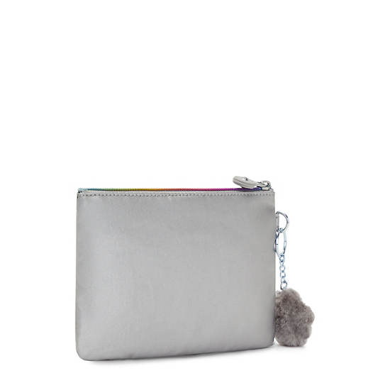 Viv Metallic Pouch, Smooth Silver Metallic, large