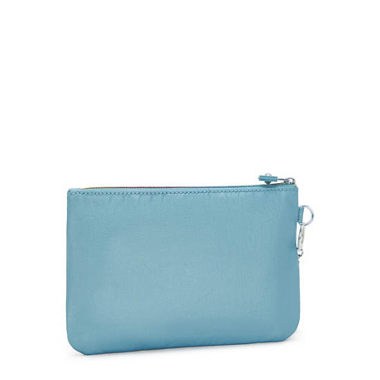 Viv Metallic Pouch, Aqua Tides Metallic, large