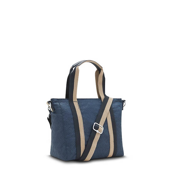 Asseni Mini Printed Tote Bag, Endless Blue Embossed, large