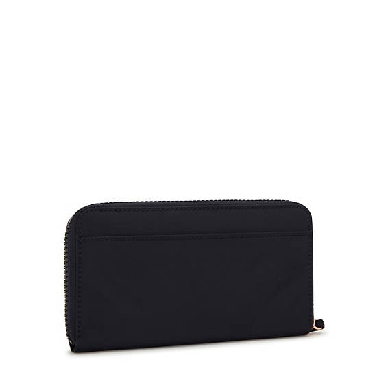 Alia Wristlet Wallet, Black Sateen, large