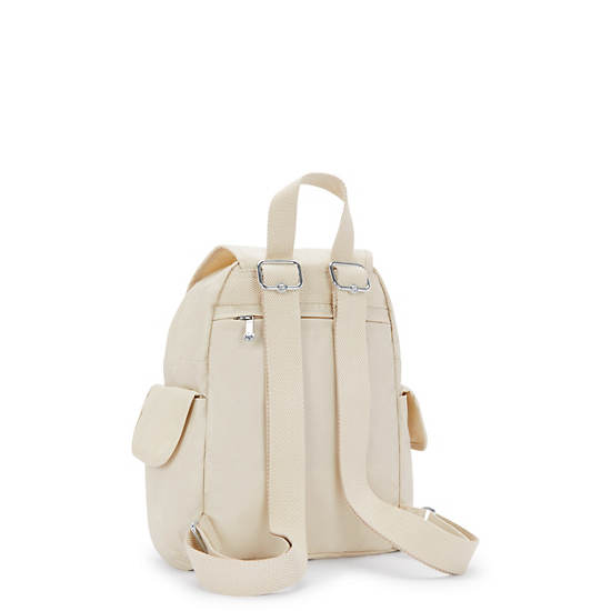 City Pack Mini Metallic Backpack, Beige Pearl, large