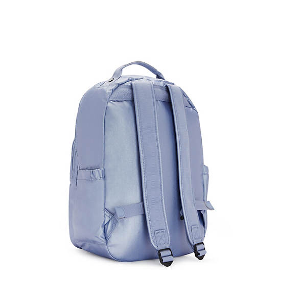 Seoul Large Metallic 15" Laptop Backpack, Clear Blue Metallic, large