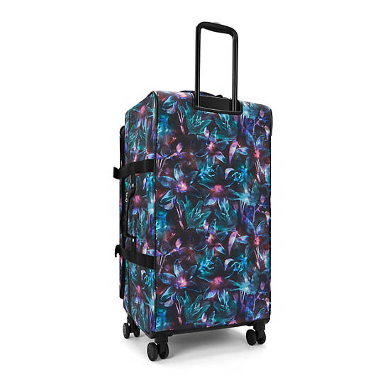 Spontaneous Large Printed Rolling Luggage, Spectral Orchid, large