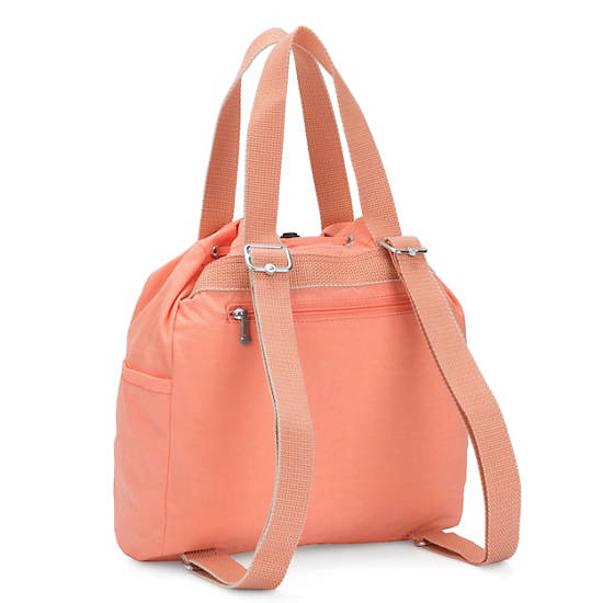 Art Small Tote Backpack, Peachy Coral, large