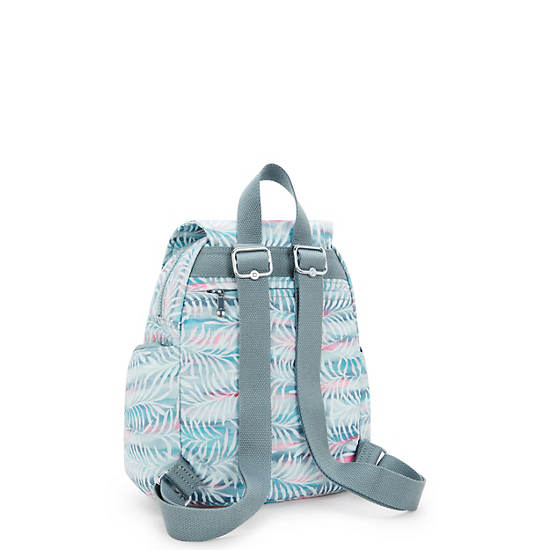 City Zip Mini Printed Backpack, Palm Tree Leaves, large