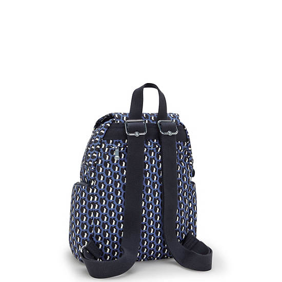 City Zip Mini Printed Backpack, 3D K Blue, large