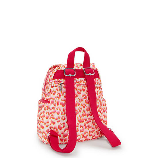 City Zip Mini Printed Backpack, Pink Cheetah, large