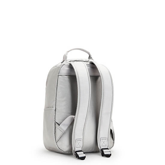 Seoul Small Metallic Tablet Backpack, Bright Metallic, large