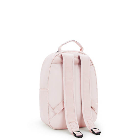 Seoul Small Metallic Tablet Backpack, Pink Shine, large