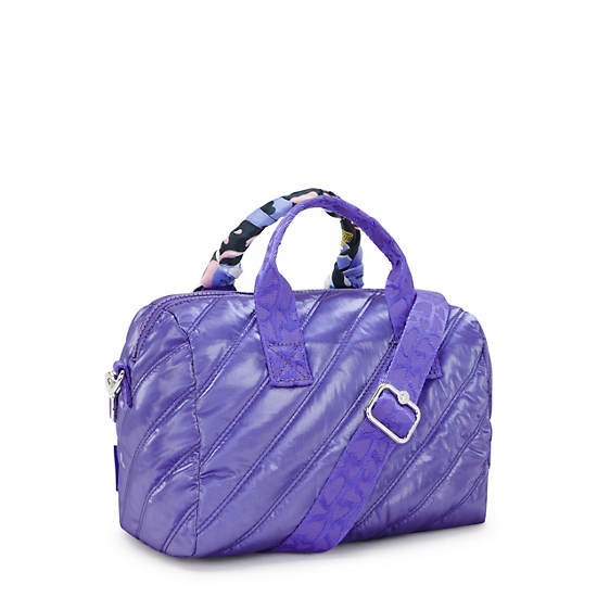 Bina Medium Emily in Paris Quilted Shoulder Bag, Glossy Lilac, large