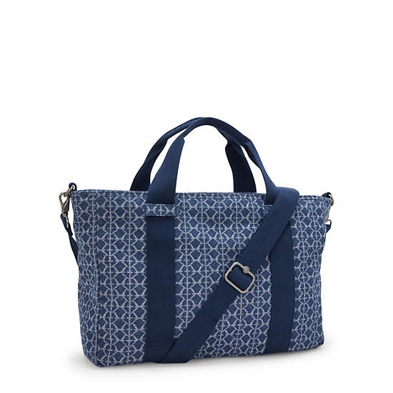 Ritta Small Printed Denim Handbag, Signature Denim, large