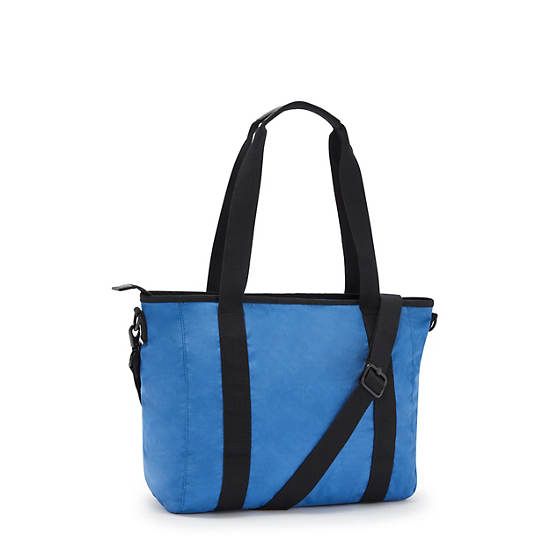 Asseni Small Tote Bag, Satin Blue, large Asseni Small Tote Bag, Satin Blue, large