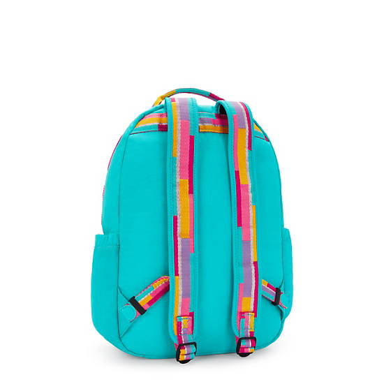 Seoul Large 15" Laptop Backpack, Peacock Teal Stripe, large