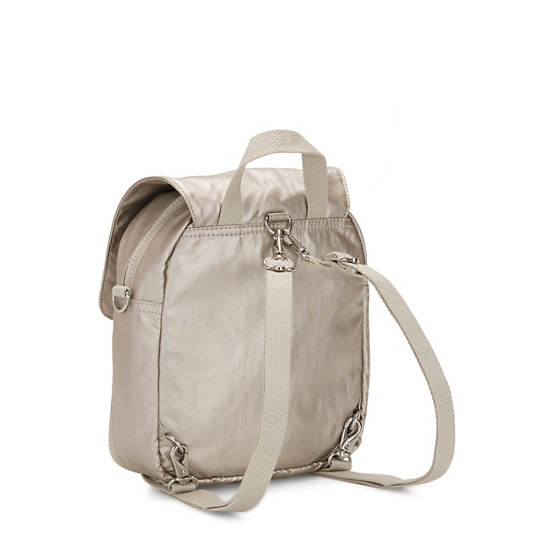Annic Small Convertible Metallic Backpack, Cloud Metal, large