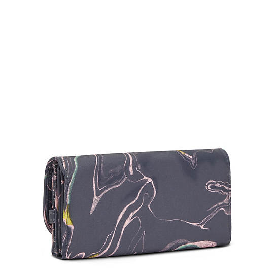 Money Land Printed Snap Wallet, Soft Marble, large