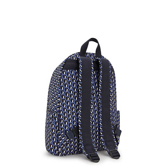 Delia Printed Backpack, 3D K Blue, large