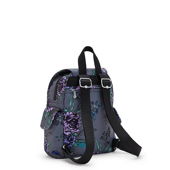 City Pack Mini Printed Backpack, Black Sateen, large