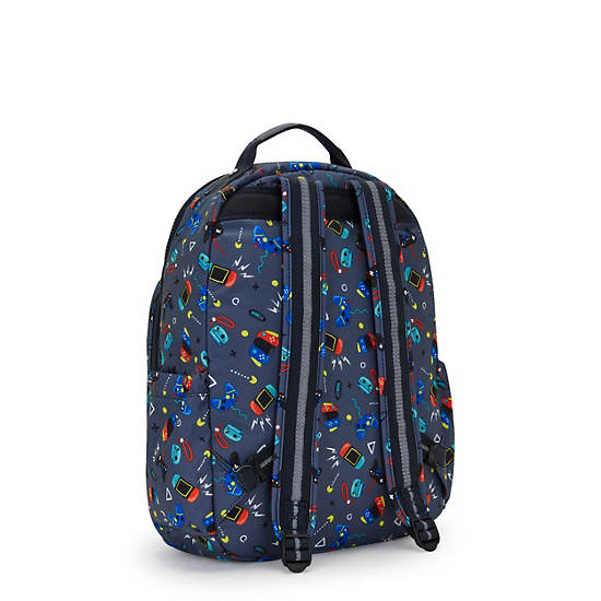 Seoul Large Printed 15" Laptop Backpack, Gaming Grey, large Seoul Large Printed 15" Laptop Backpack, Gaming Grey, large