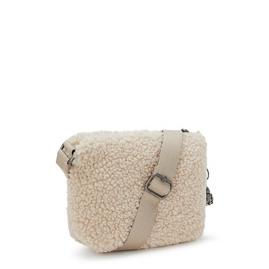 Ayna Sherpa Crossbody Bag, Natural Fuzz, large