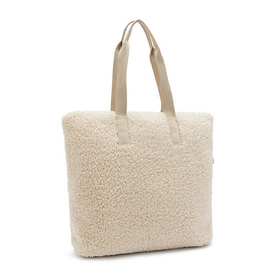 Glynn Sherpa Tote Bag, Natural Fuzz, large