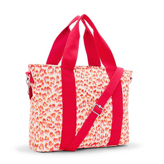 Minta Large Printed Shoulder Bag, Pink Cheetah, large