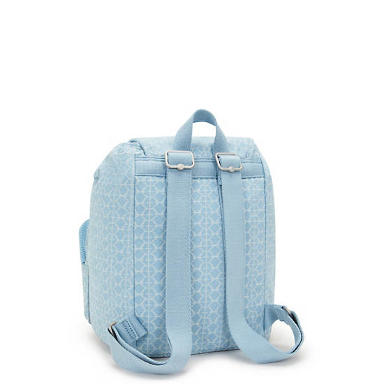 Anto Small Printed Denim Backpack, Light Denim Jacquard, large