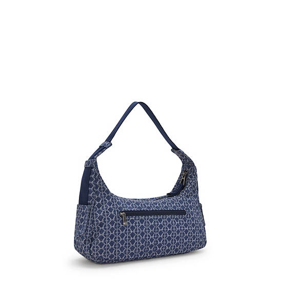 Karis Small Printed Denim Shoulder Bag, Signature Denim, large