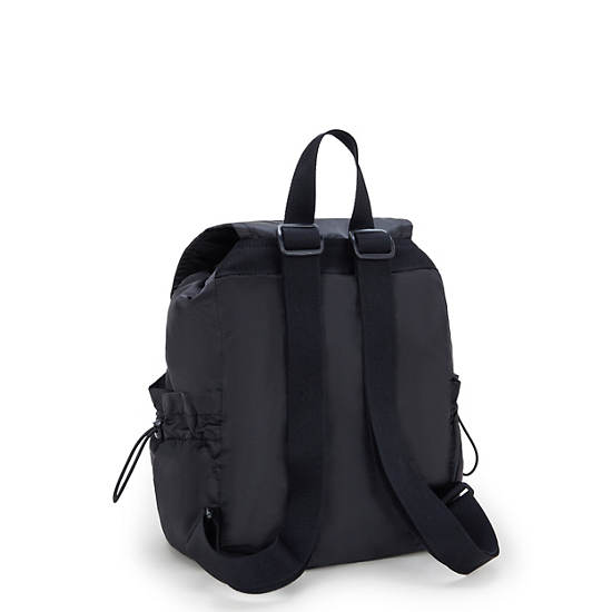 Joetta Smooth Satin Backpack, Simply Black, large